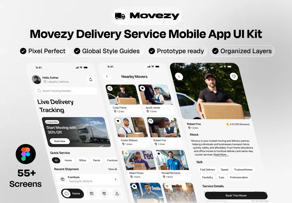 Movezy Delivery Service Mobile App UI Kit