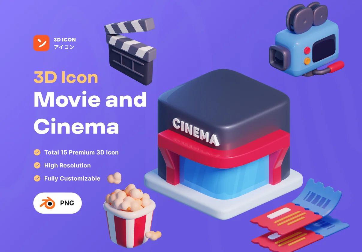 Movie & Cinema 3D icon Pack