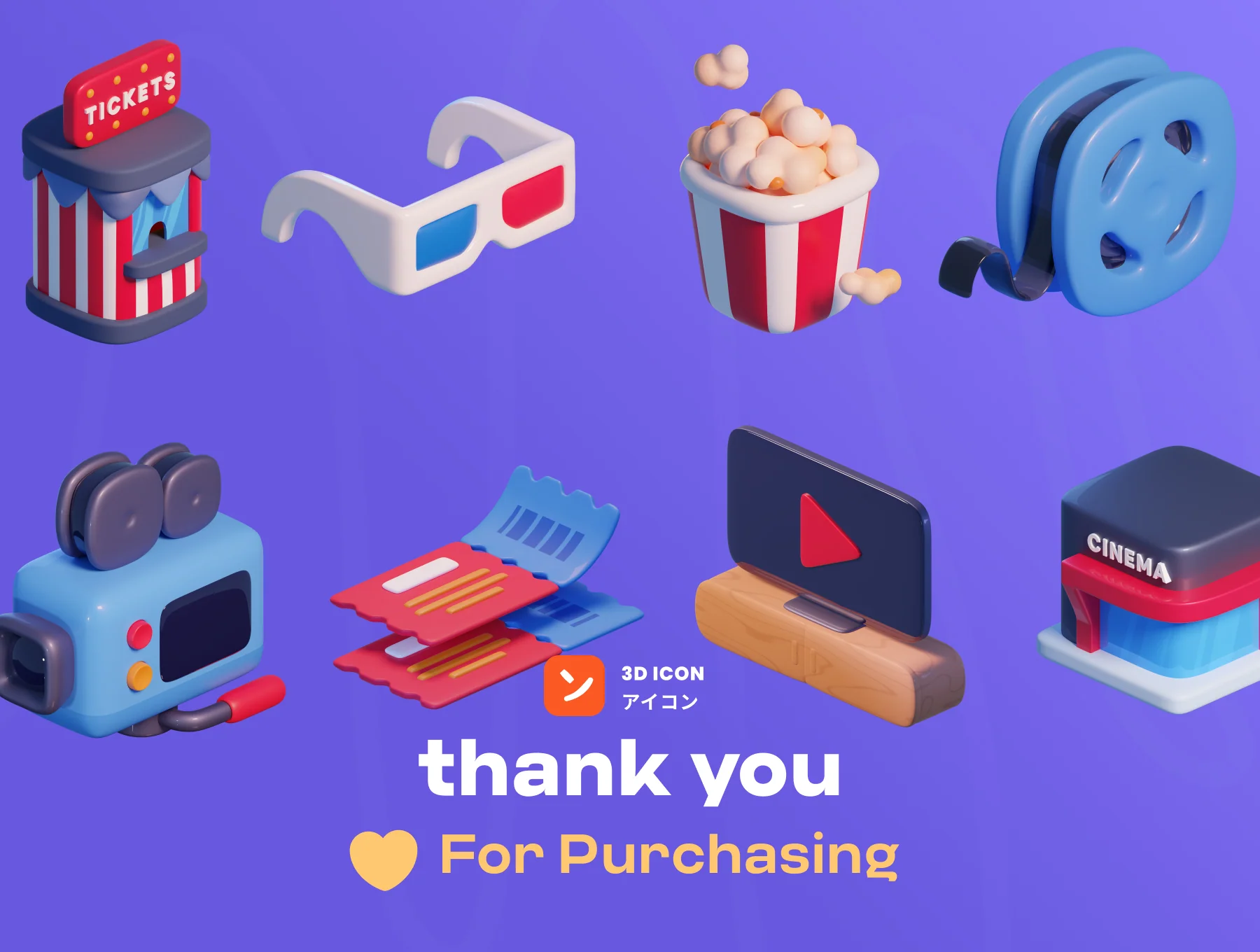 Movie & Cinema 3D icon Pack 8