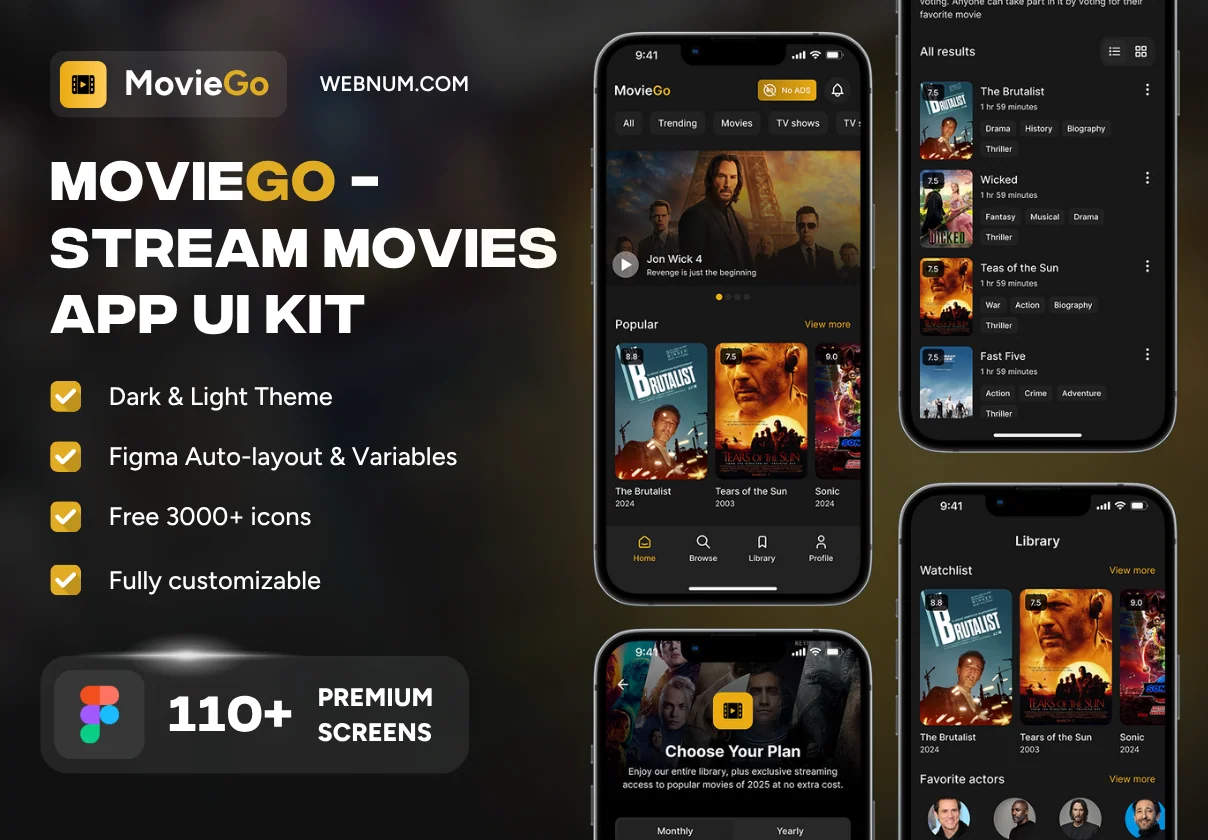 MovieGo - Stream Movies App UI Kit