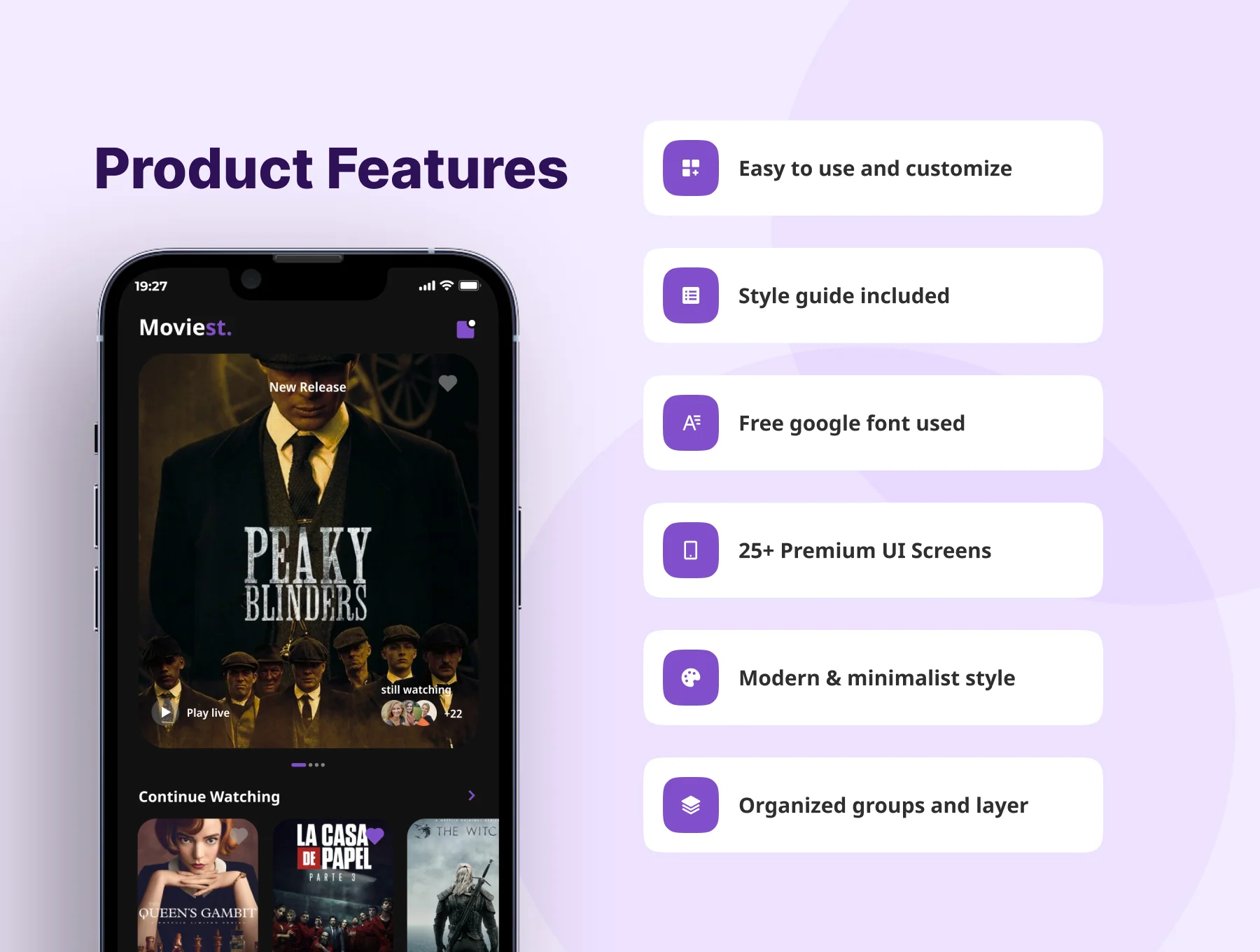 Moviest - Streaming Video Mobile App UI Kits 2
