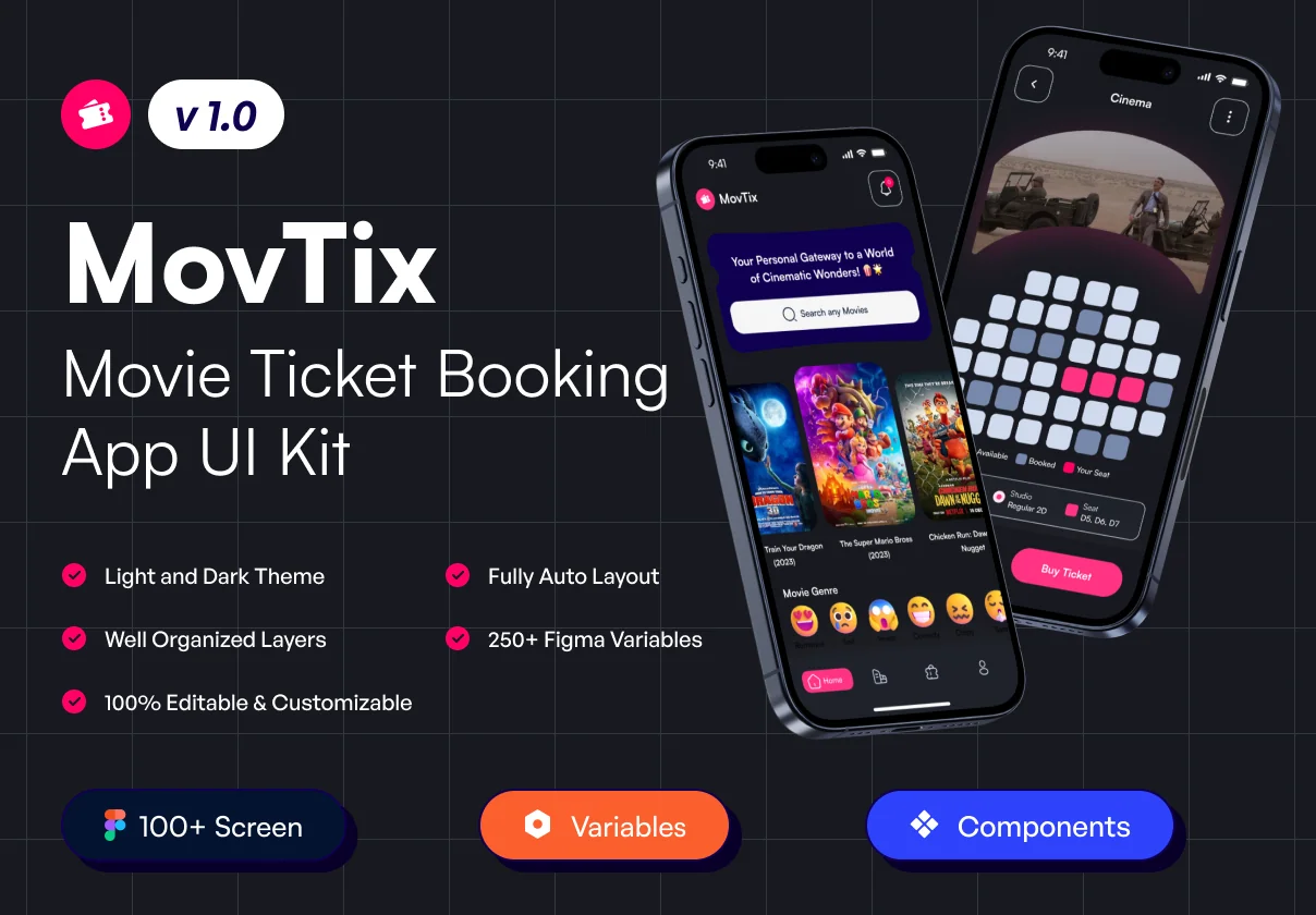 MovTix - Movie Ticket Booking App UI Kit