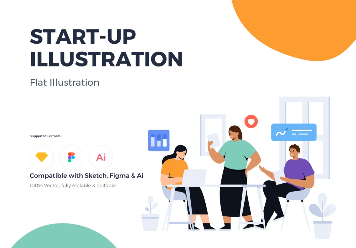 Muda mudi - Startup & Team work Illustrations