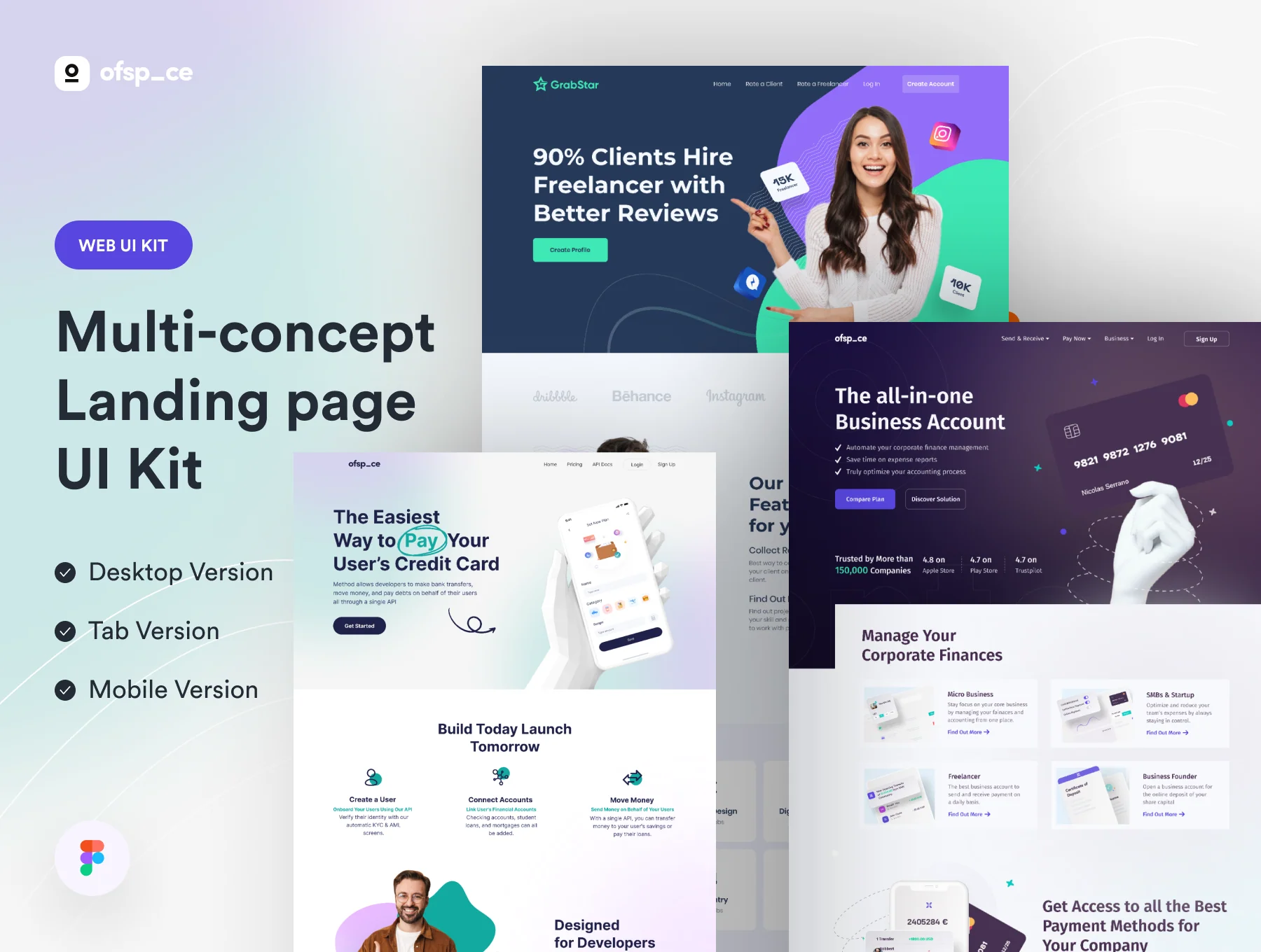 Multi-concept Landing page UI Kit V2