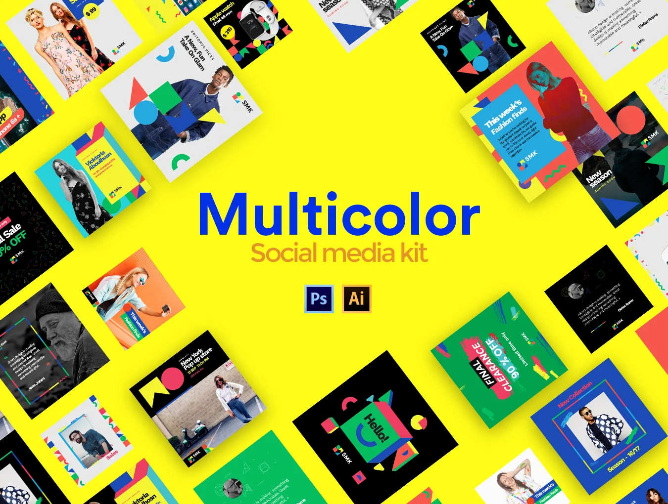 Multicolor Social Media Kit