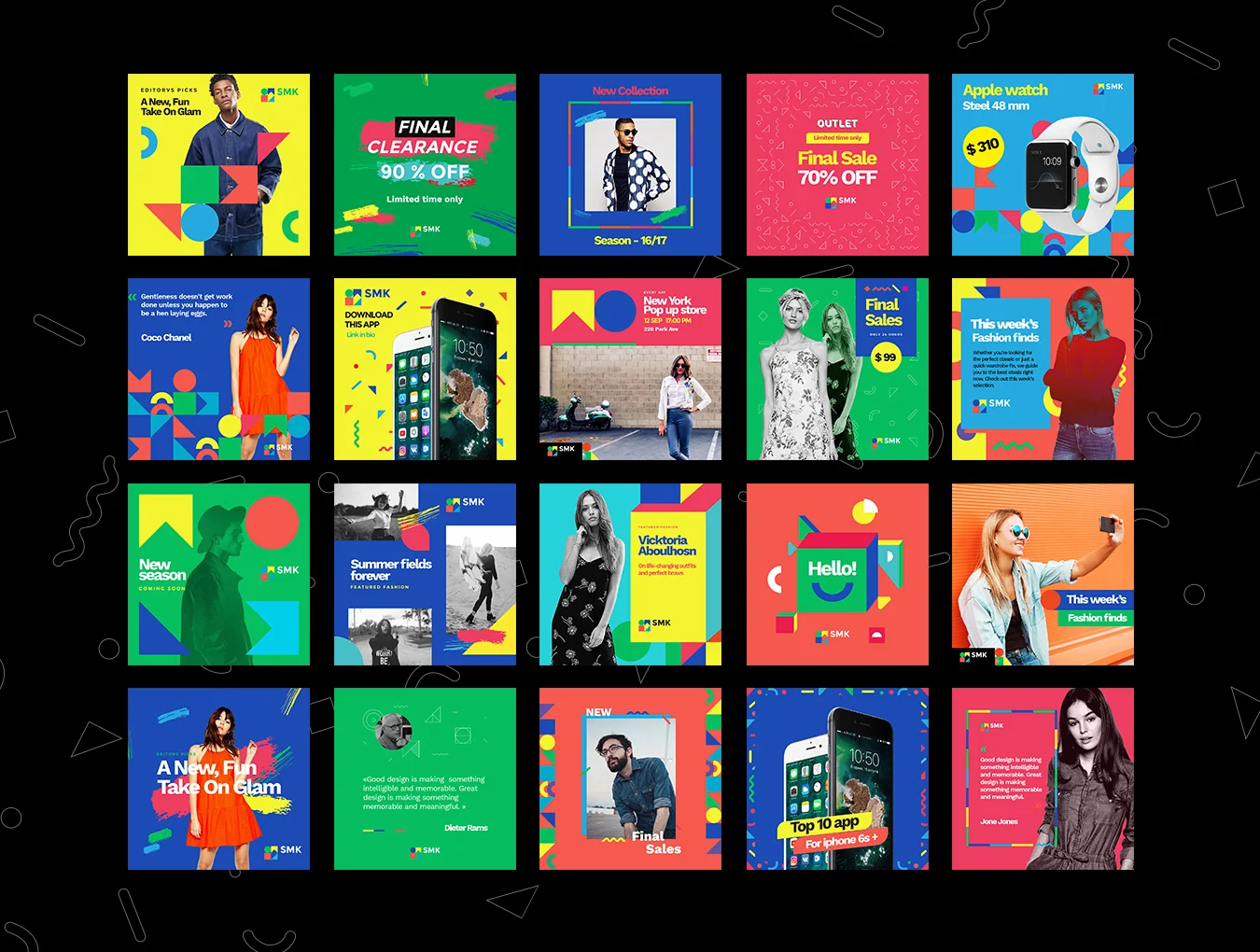Multicolor Social Media Kit 3