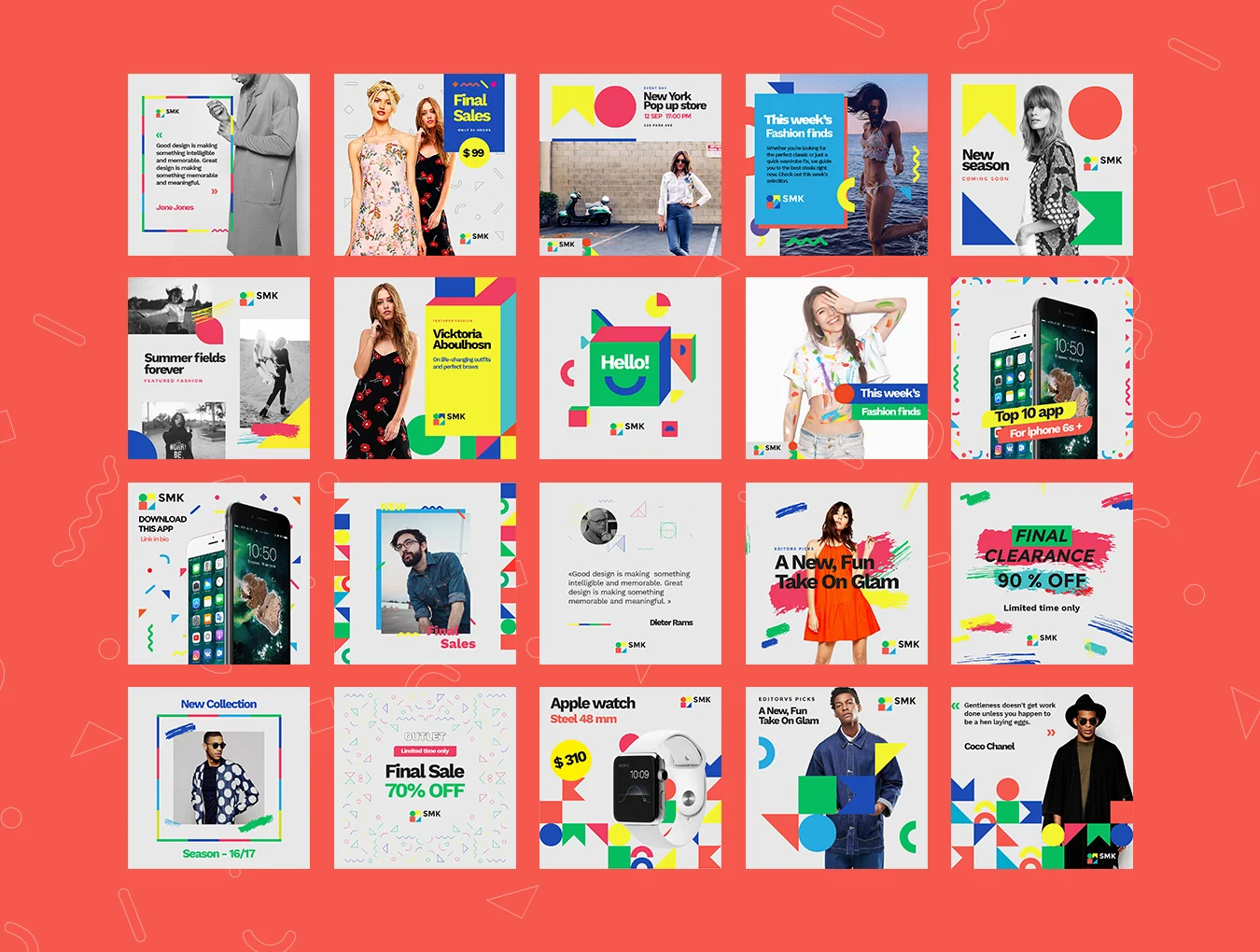 Multicolor Social Media Kit 4