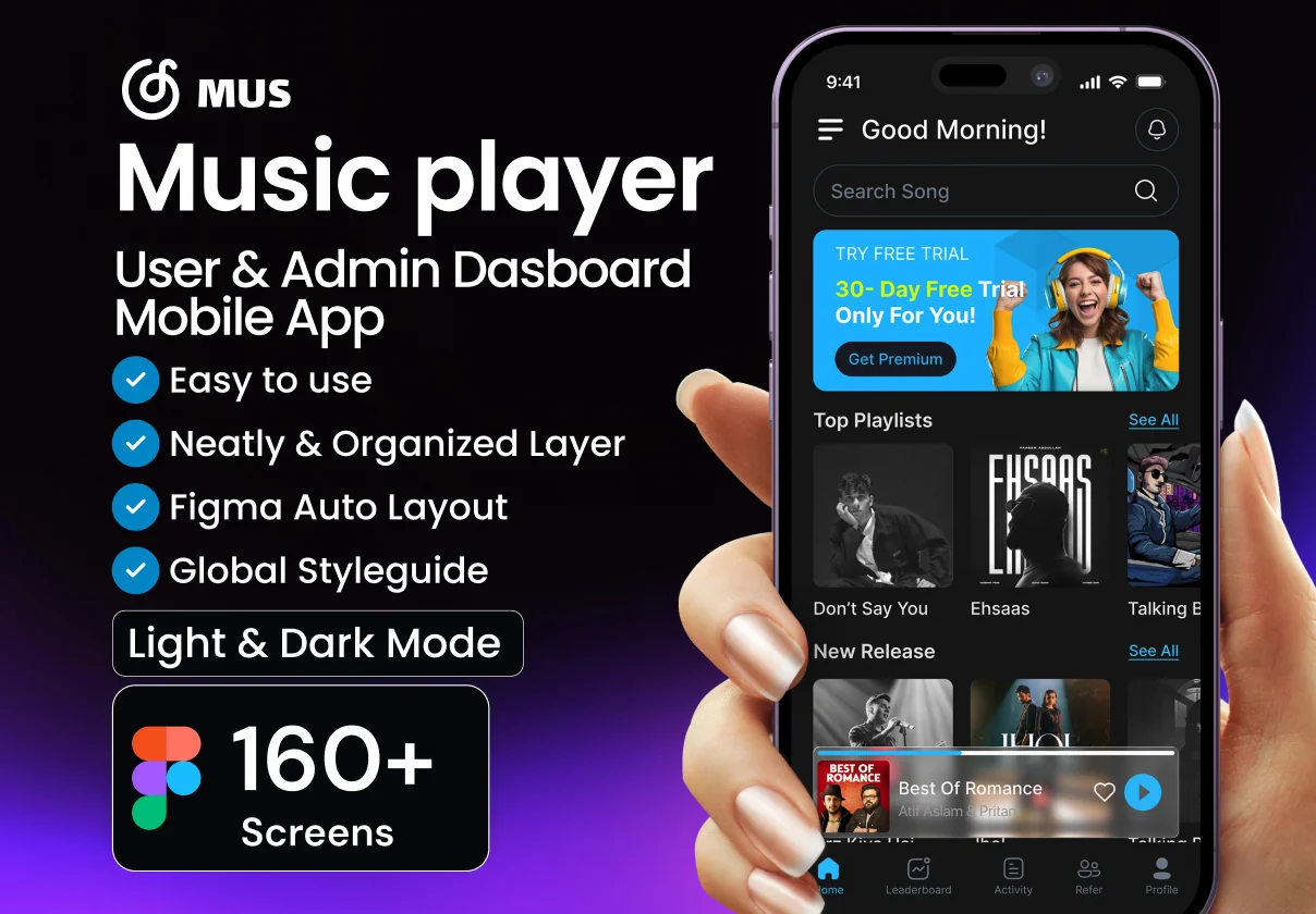 Mus Music Player Mobile App UI Kit