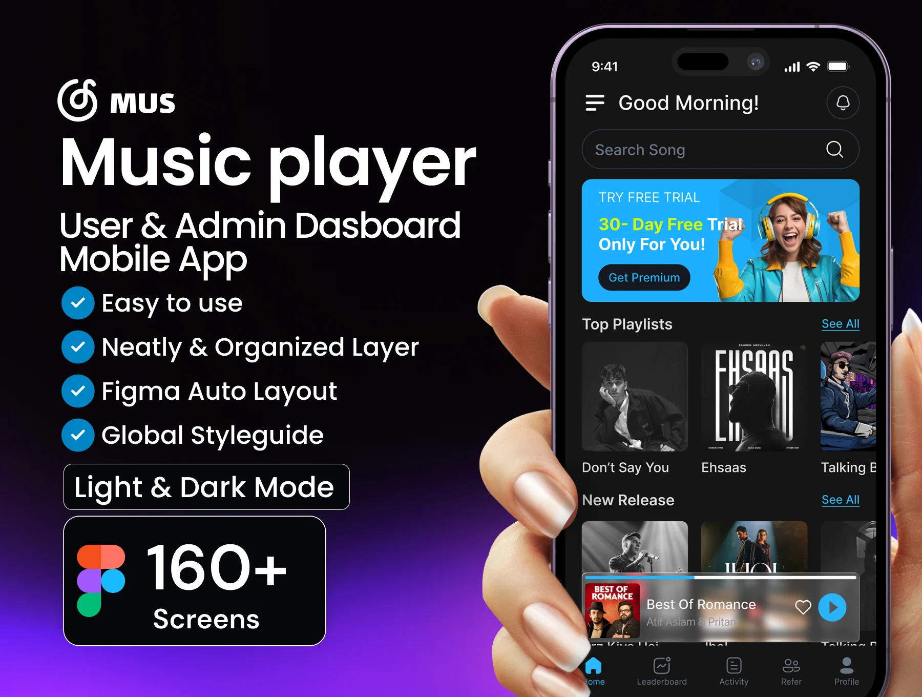 Mus Music Player Mobile App UI Kit