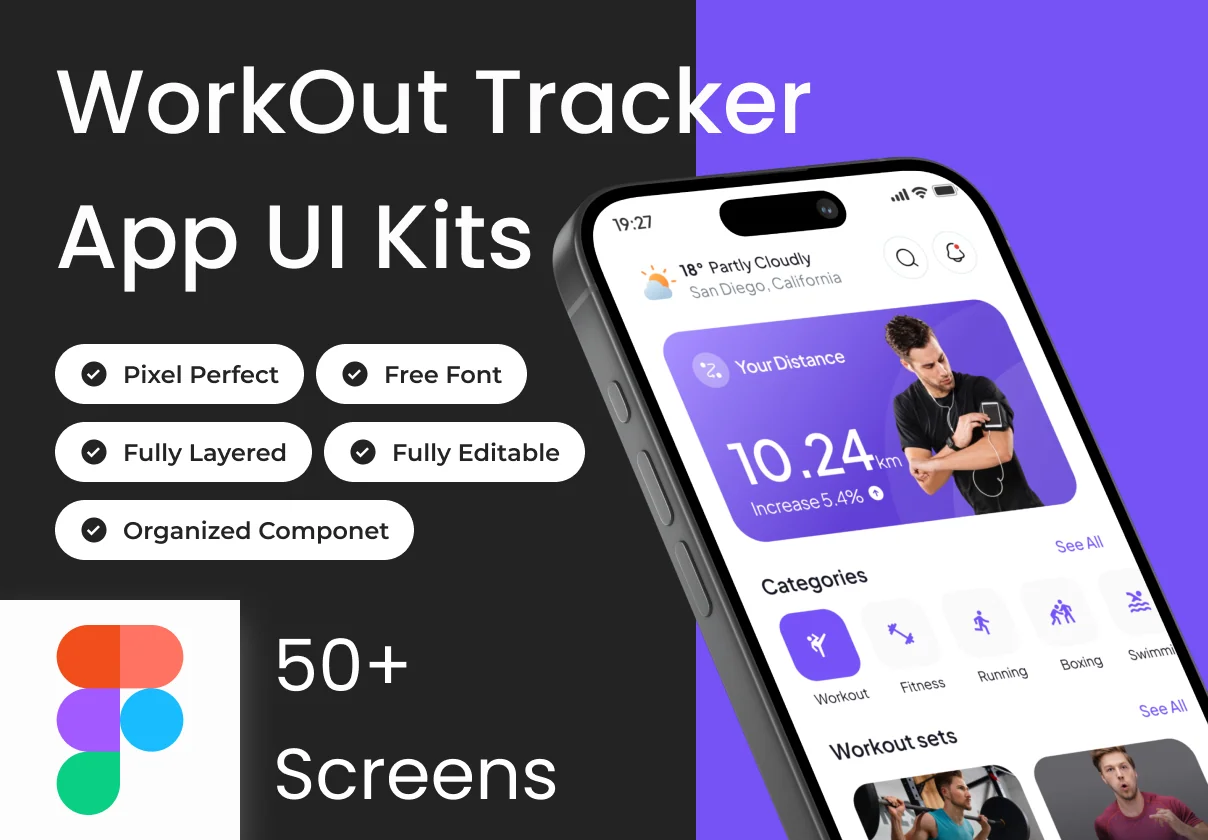 Muscleo - Fitness & WorkOut Tracker App Ui Kits