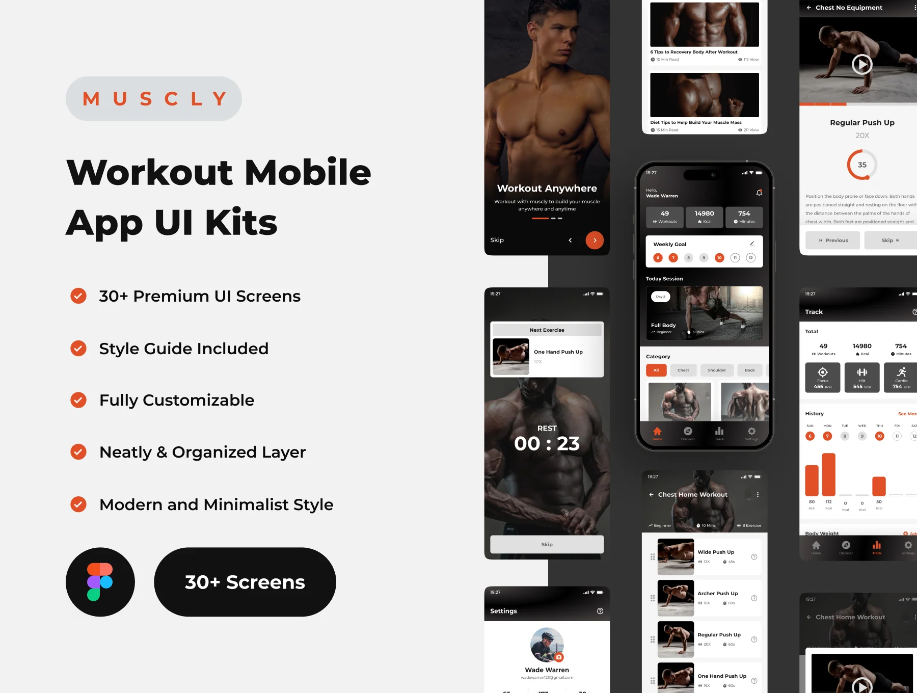 Muscly - Workout Mobile App UI Kits