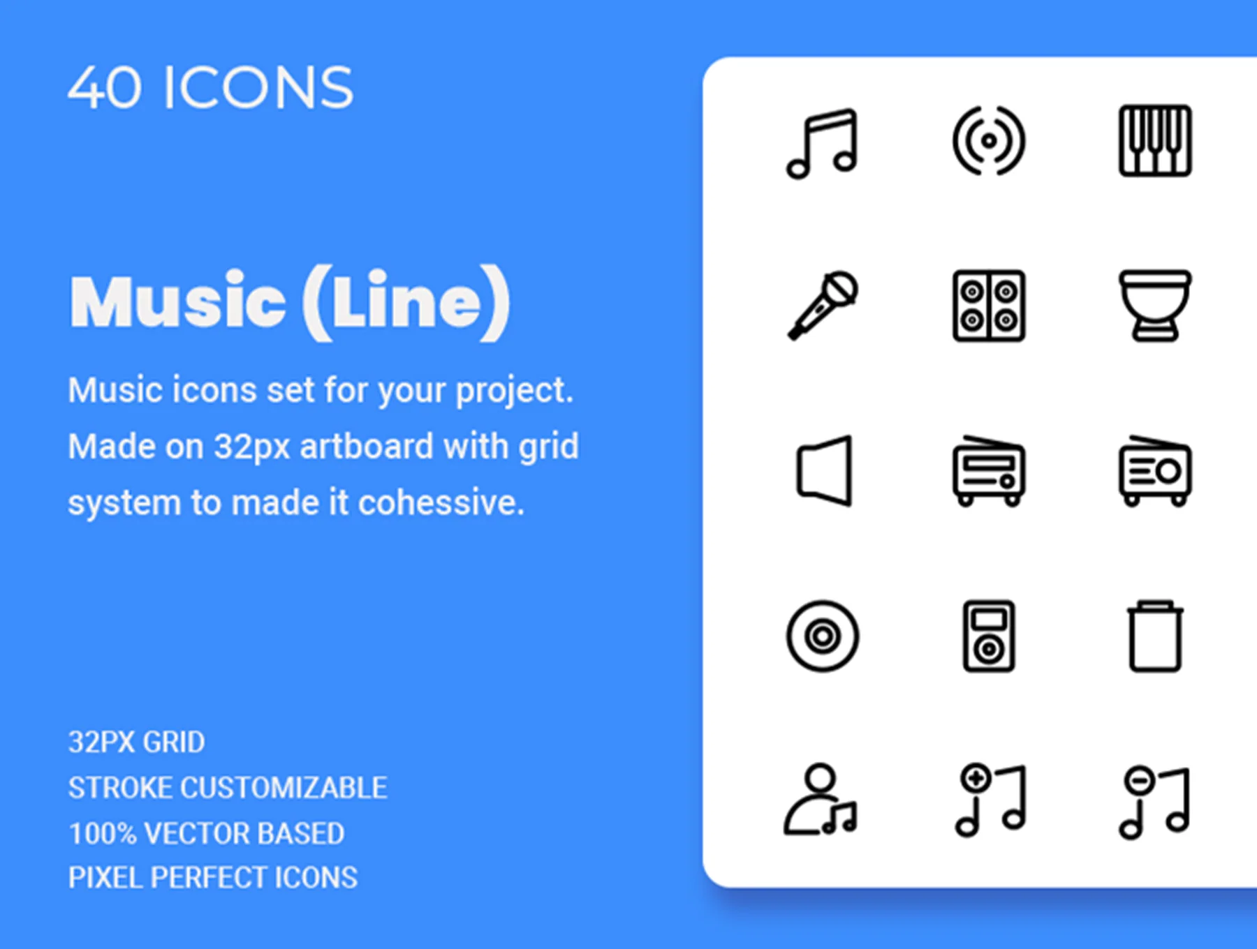 Music Icon Set (Line) 6