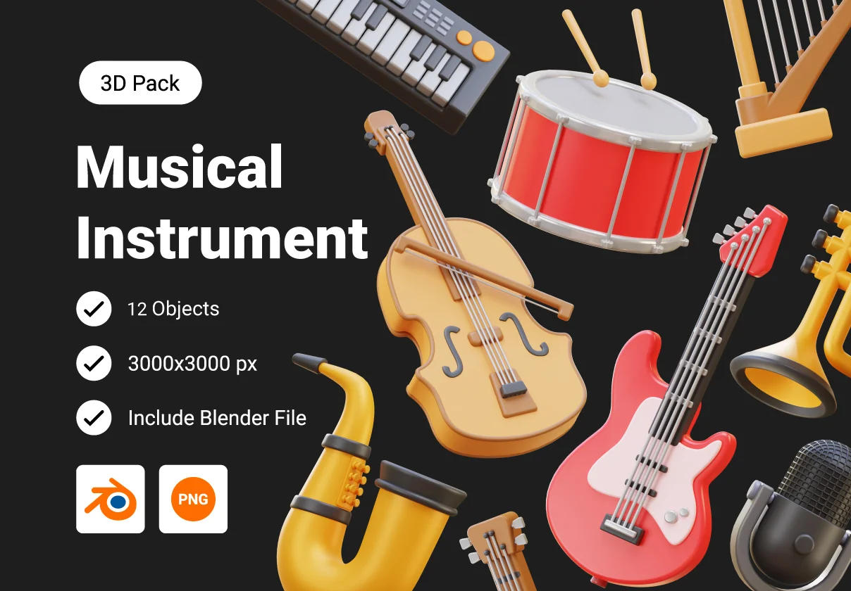 Music Instrument 3D Icon Pack