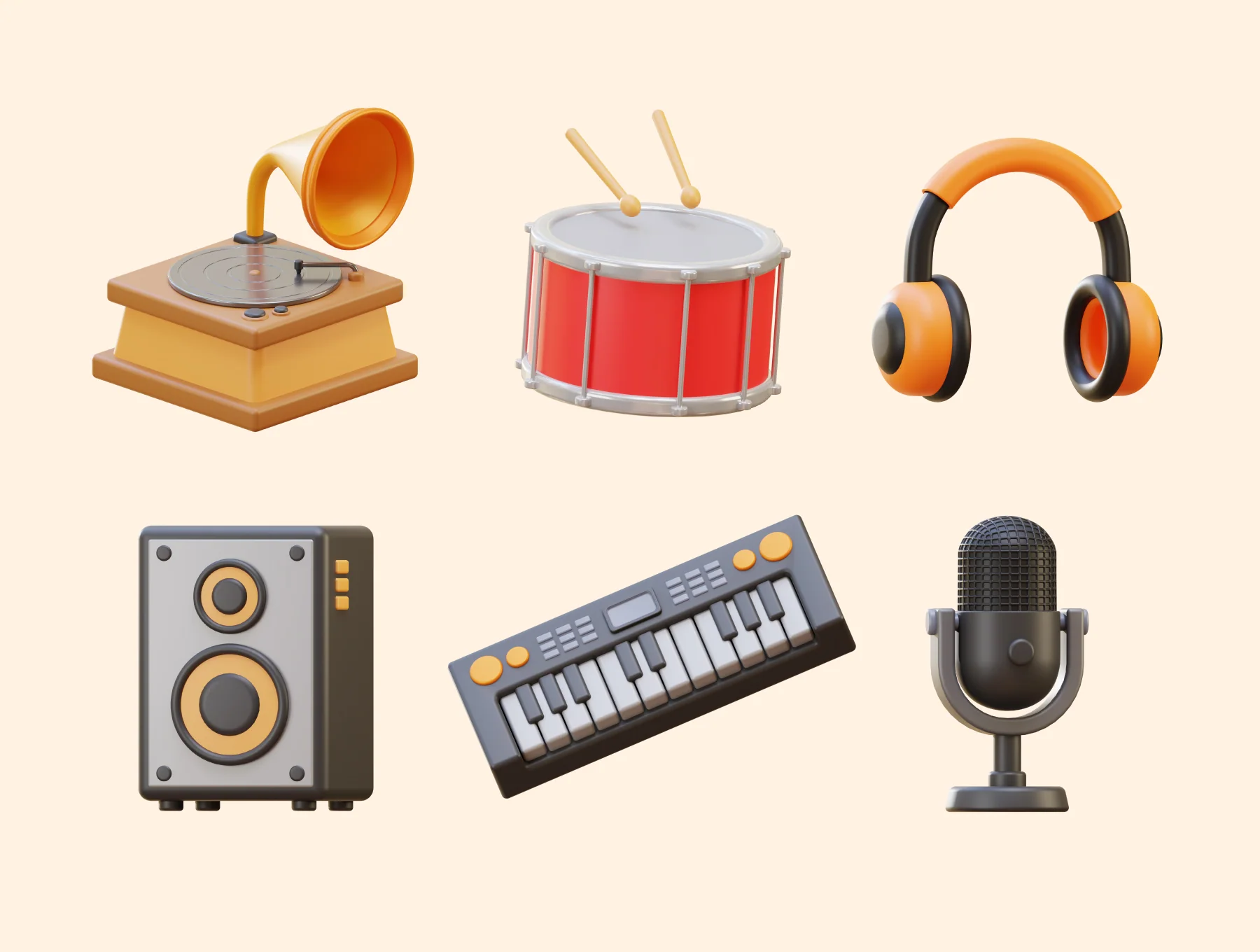 Music Instrument 3D Icon Pack 5