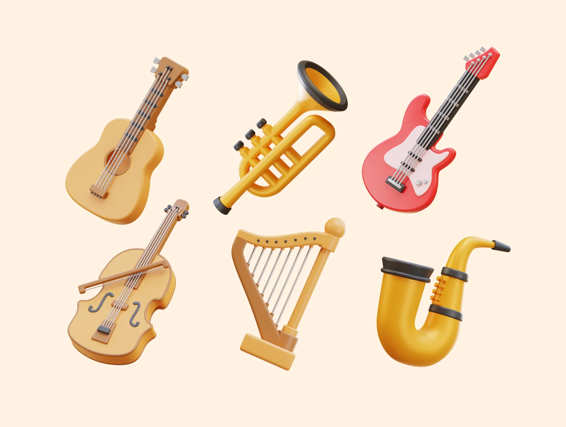 Music Instrument 3D Icon Pack 6