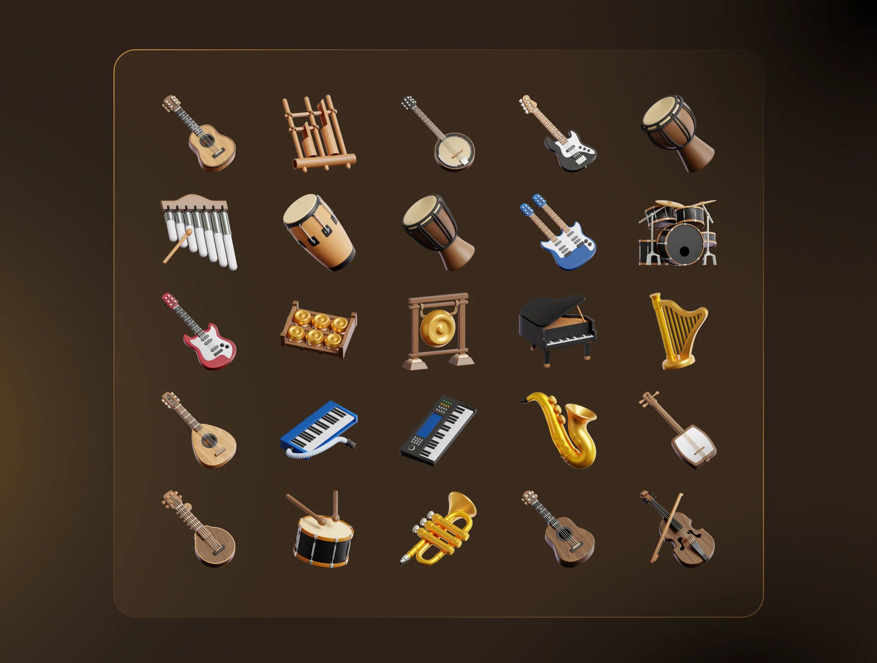 Musical Instruments 3D Icon Set 6