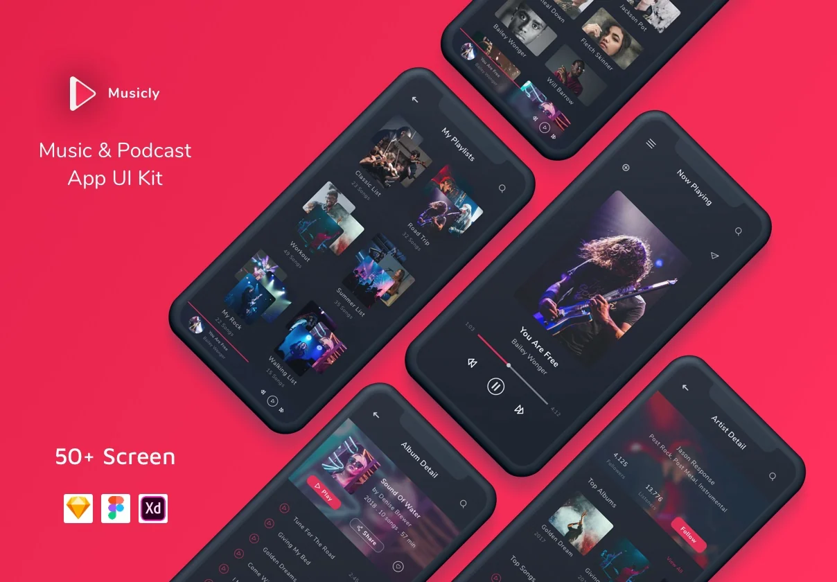 Musicly - Music and Podcast App UI Kit