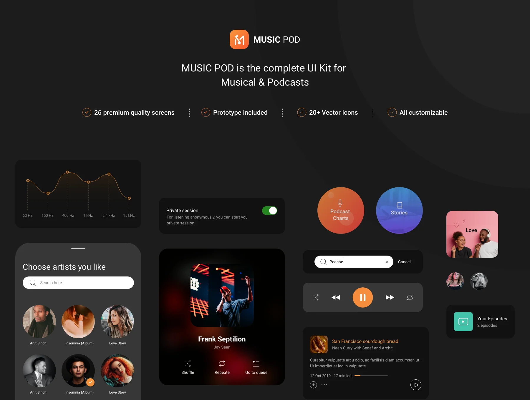 MusicPod App - Complete UI Kit 2