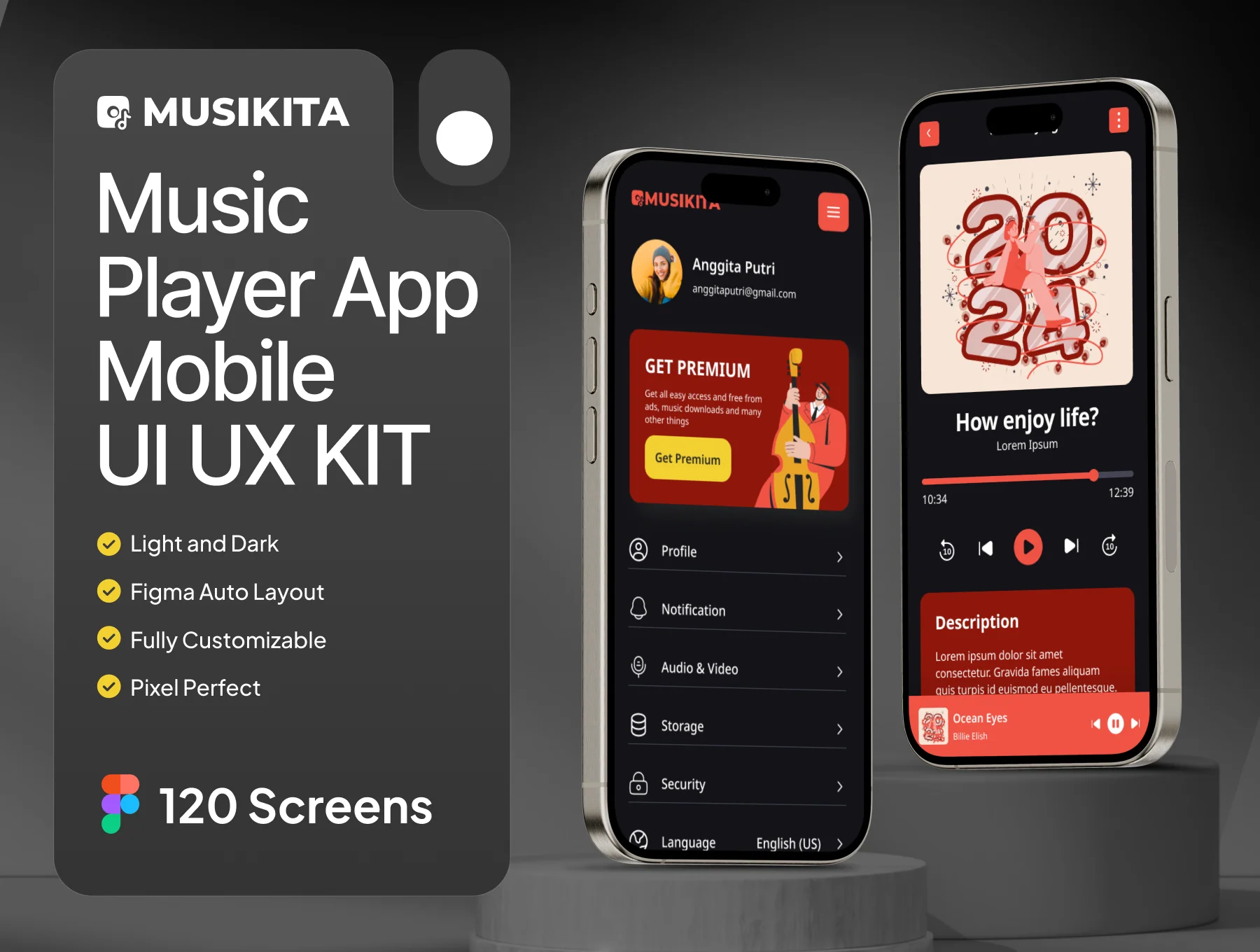 Musikita - Music Player Mobile App UI KIT