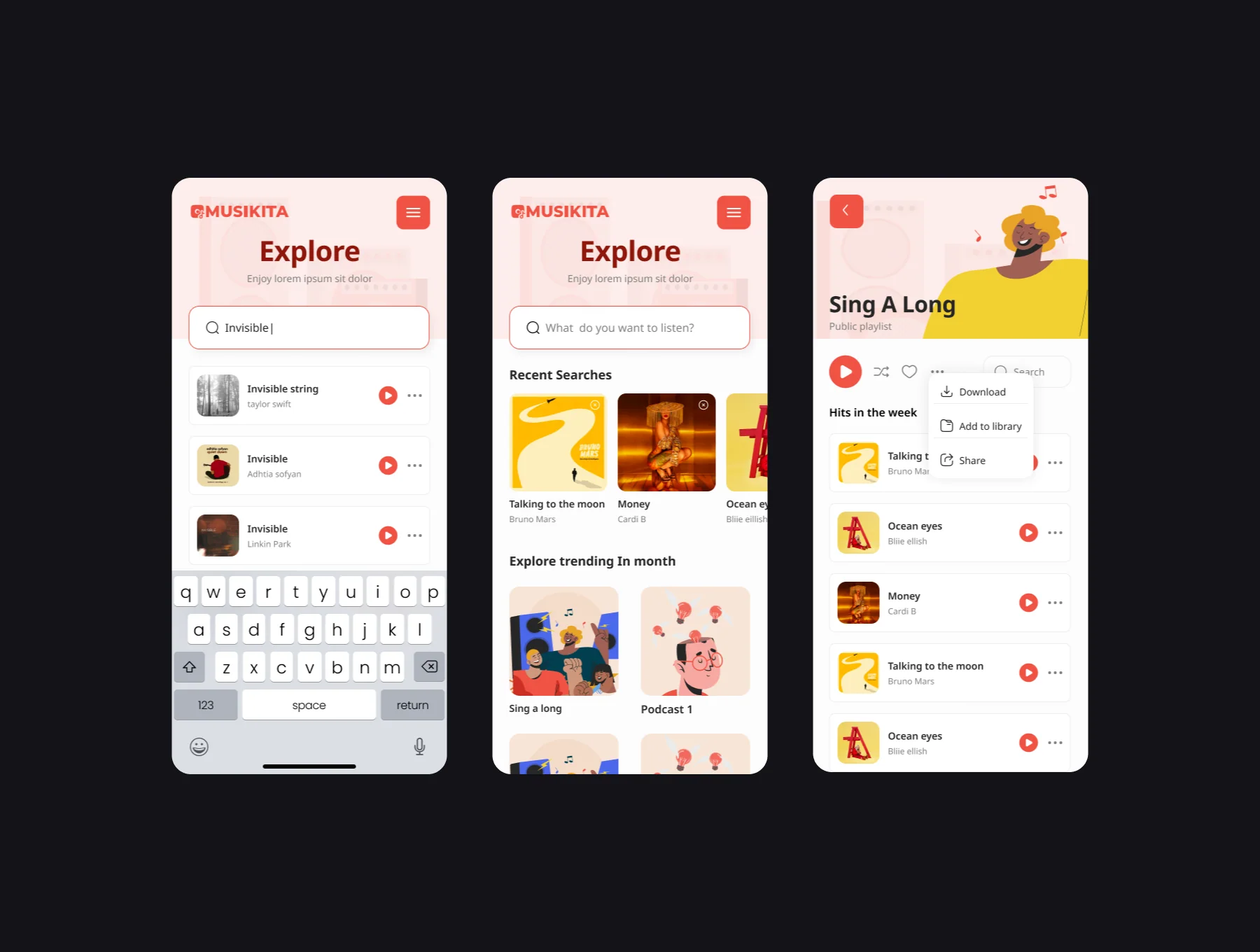 Musikita - Music Player Mobile App UI KIT 7