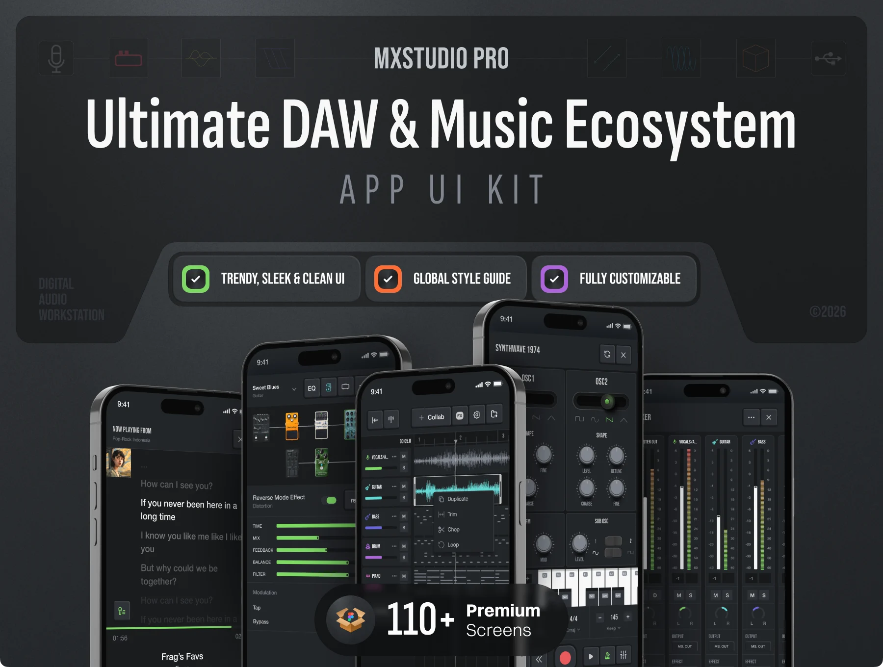 MXStudio Pro - Ultimate DAW & Music Ecosystem UI Kit