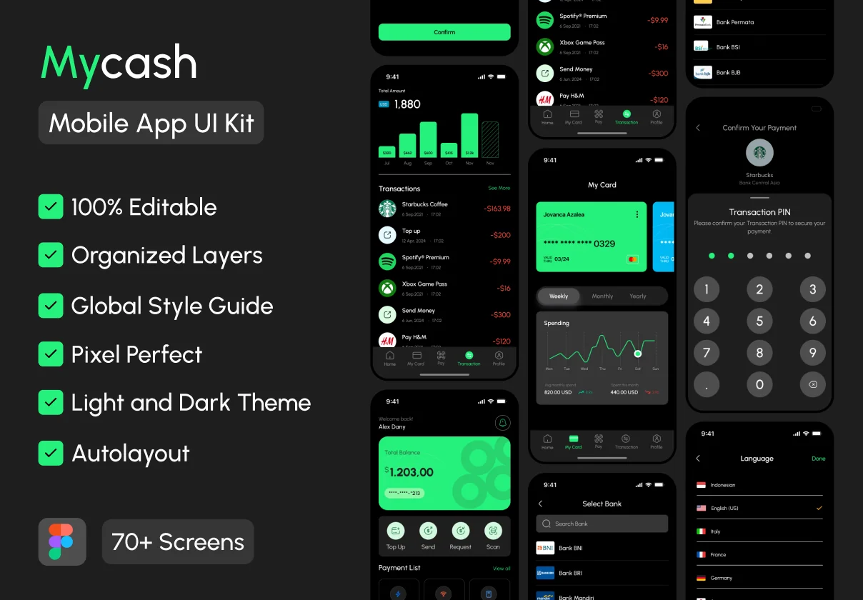 Mycash Mobile App UI kit
