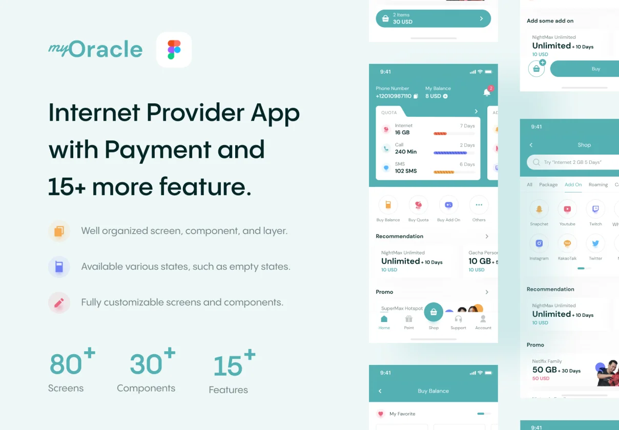 myOracle - Internet Provider App UI Kit