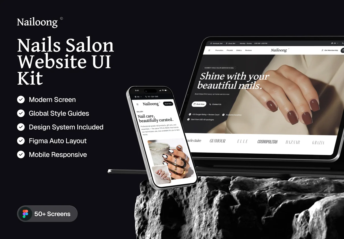 Nailoong - Nails Salon Website UI Kit