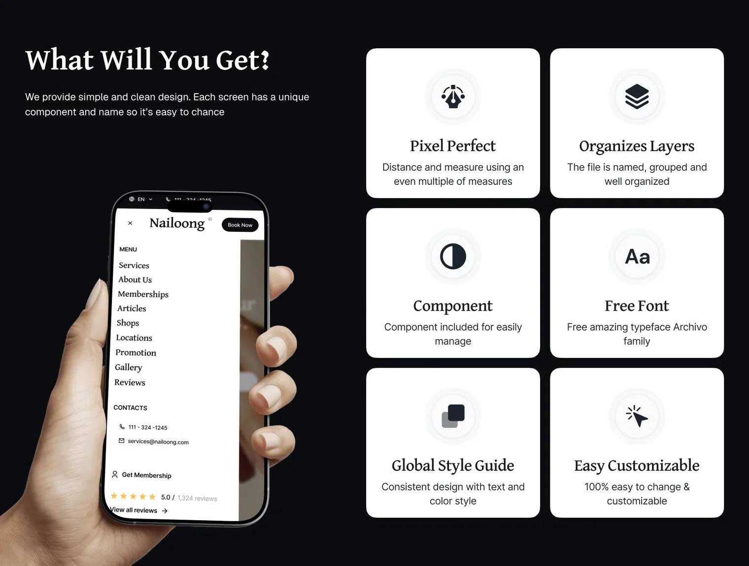 Nailoong - Nails Salon Website UI Kit 2