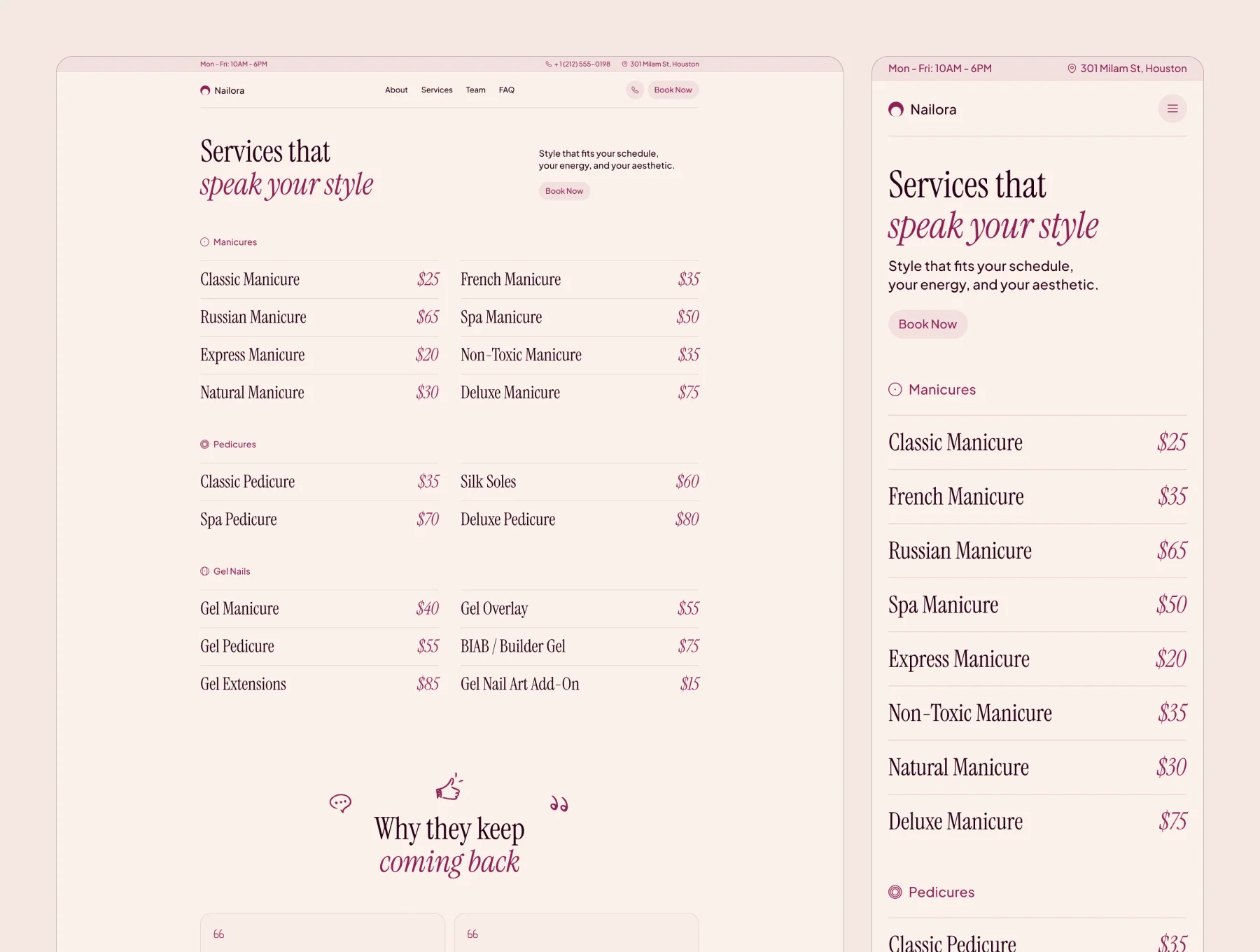 Nailora – Nail Studio Website 4
