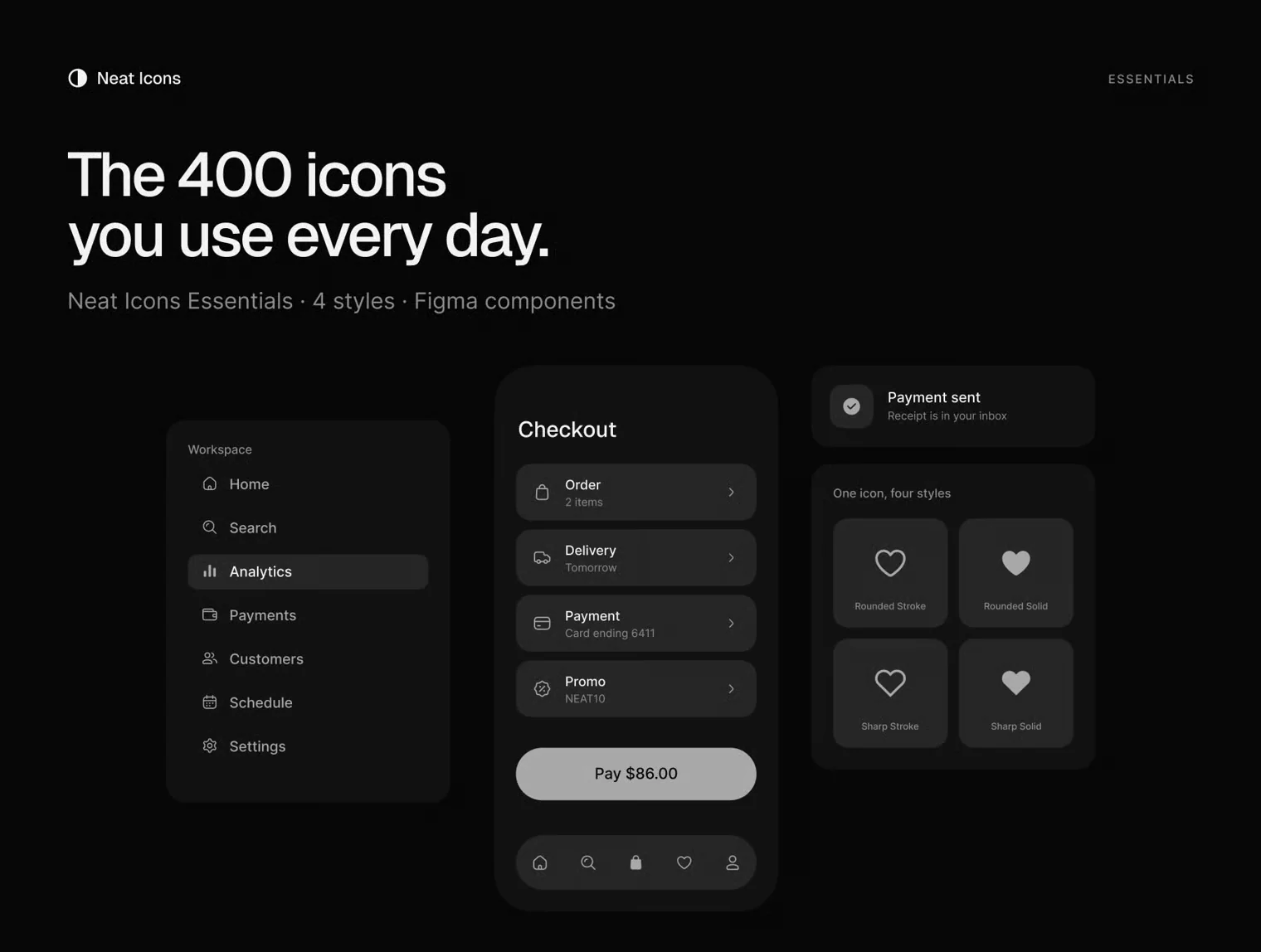 Neat Icons Essentials - 400 Figma Icons in 4 Styles 2
