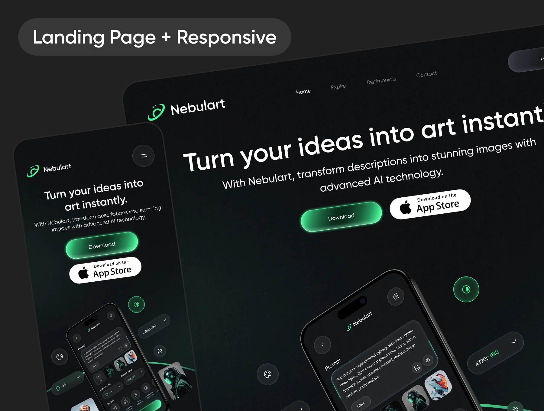 Nebulart - AI Art Generator App & Landing Page 8