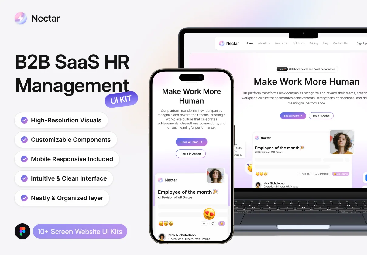 Nectar — B2B SaaS HR Management Website Kit