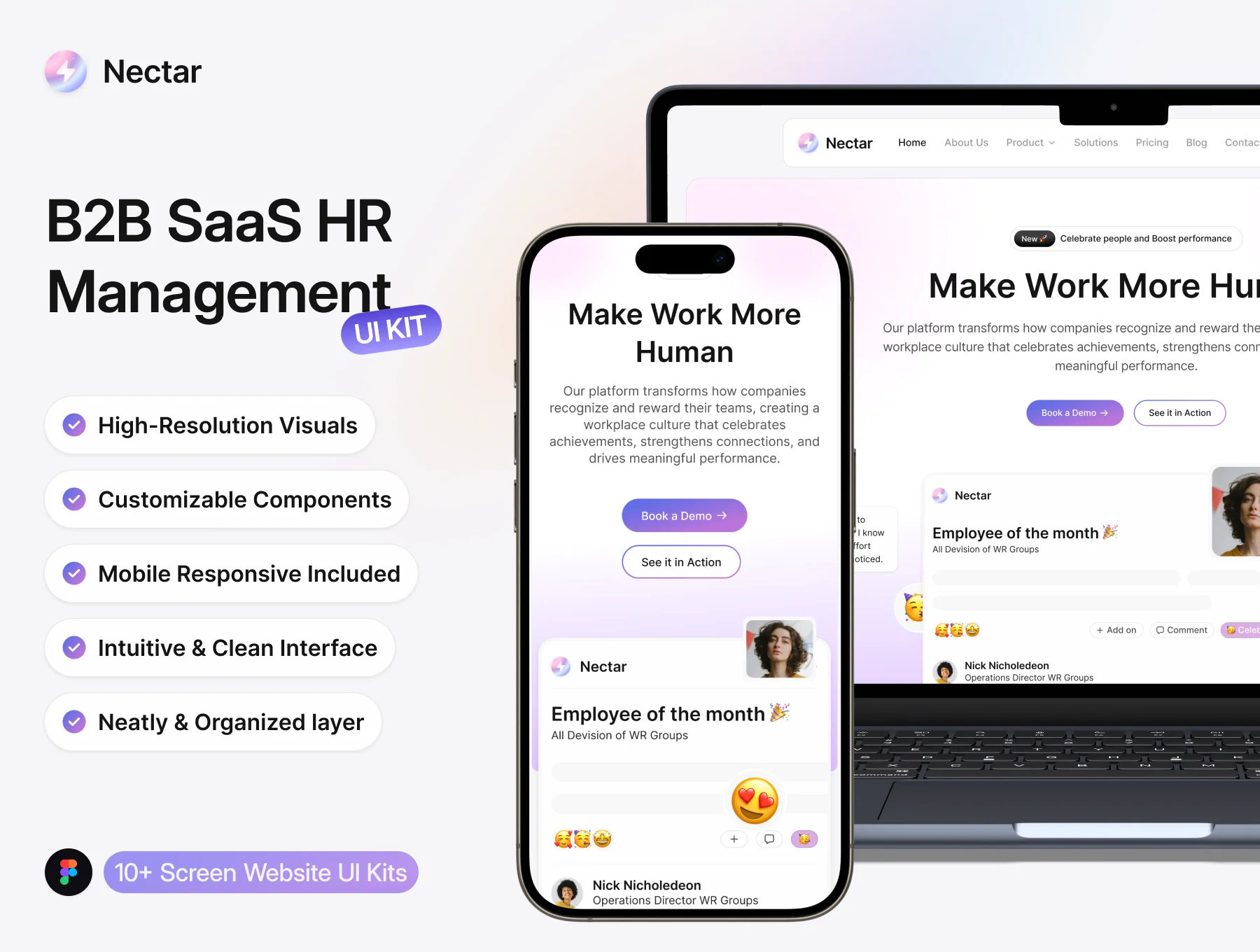 Nectar — B2B SaaS HR Management Website Kit