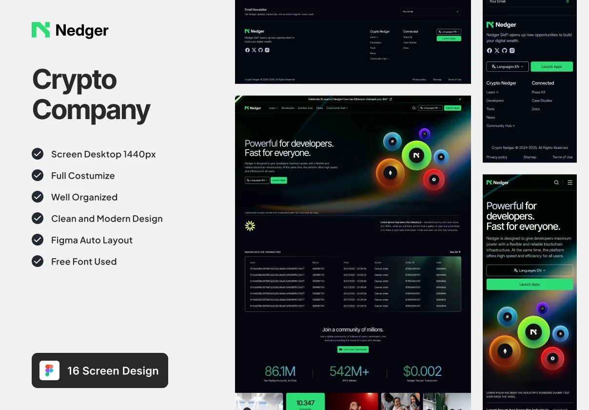 Nedger - Crypto Company Landing Page