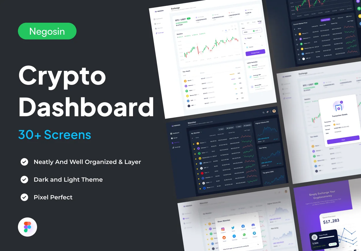 Negosin - Crypto Tracking Dashboard UI KIts