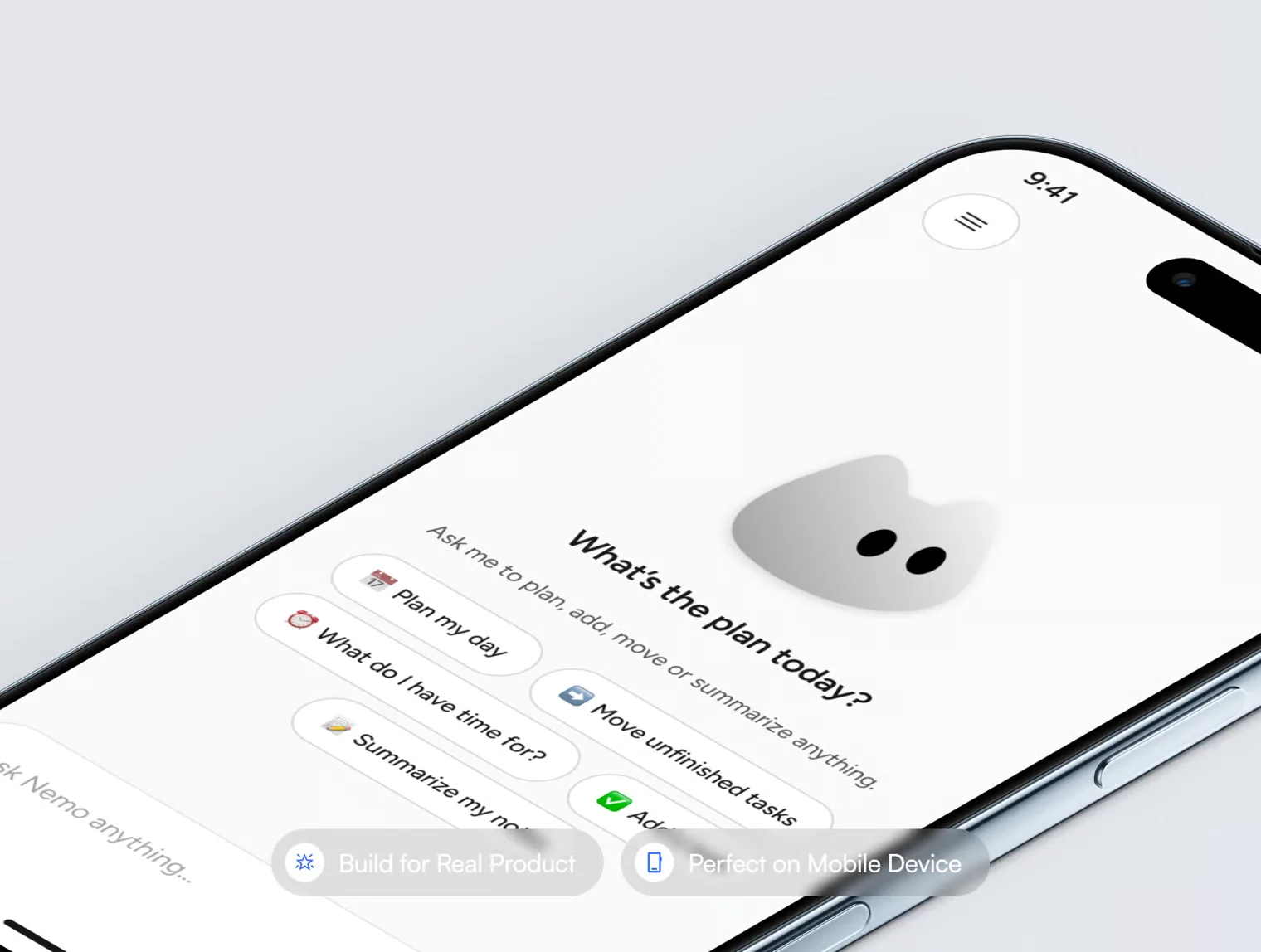 Nemo – AI Assistant Mobile UI Kit (Dark & Light) 3