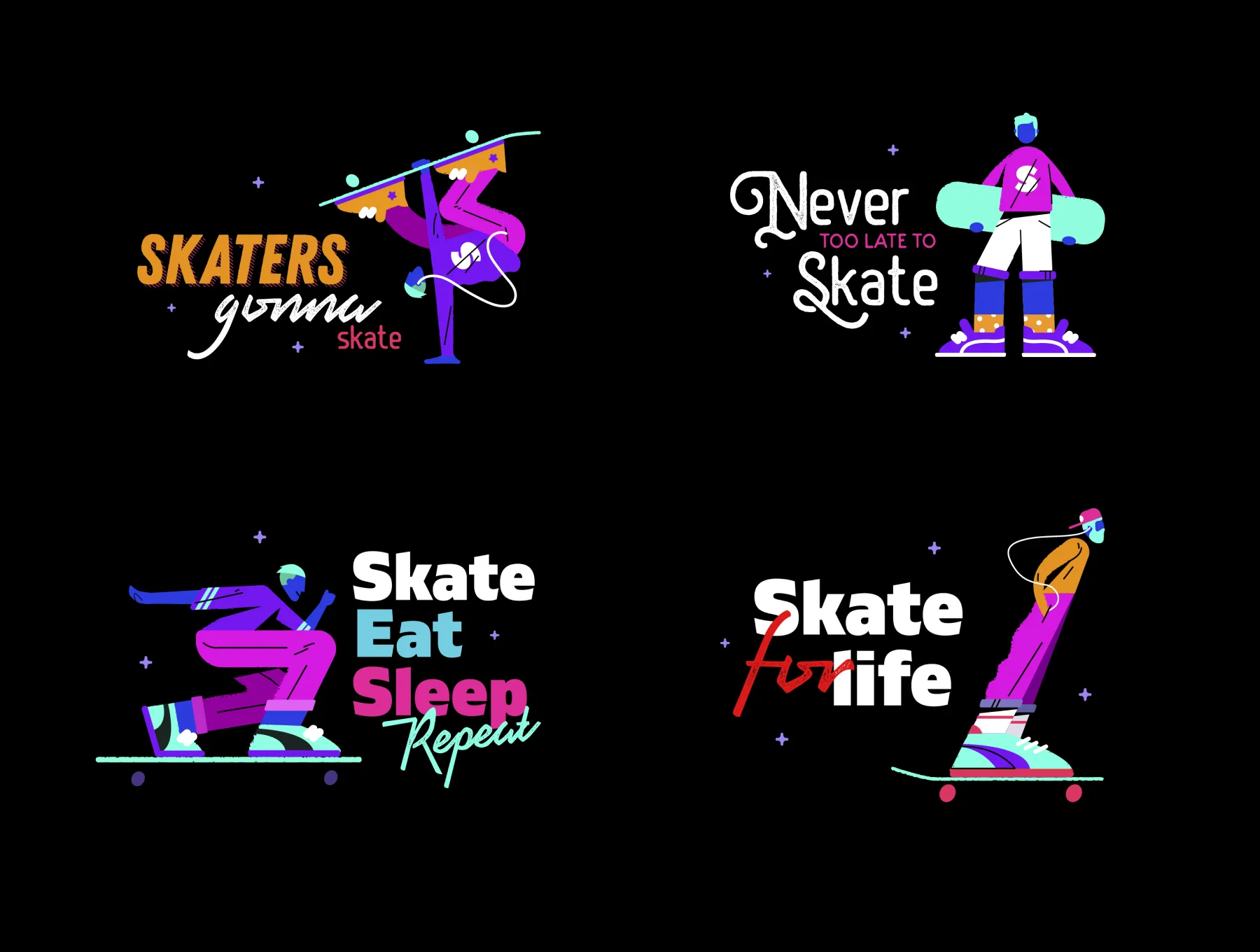 Neon skaters set 4