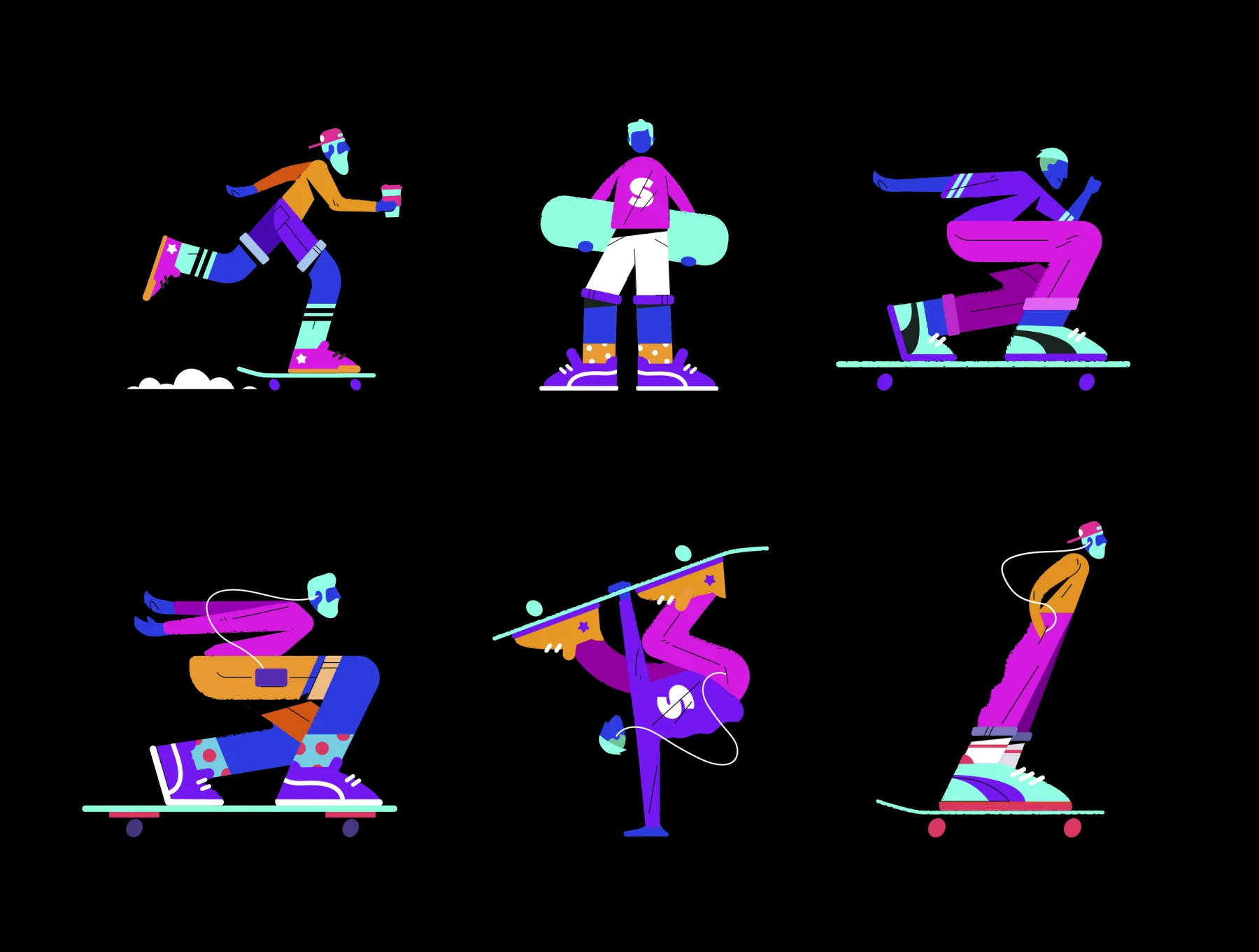 Neon skaters set 5