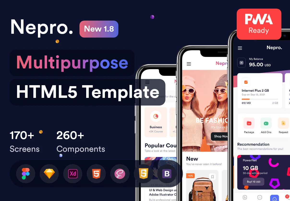 Nepro – Multipurpose Mobile HTML5 Template 🚀