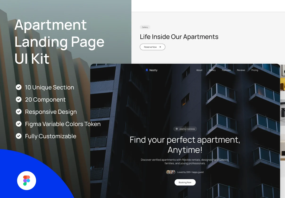 Nestly - Apartment Landing Page UI Kit