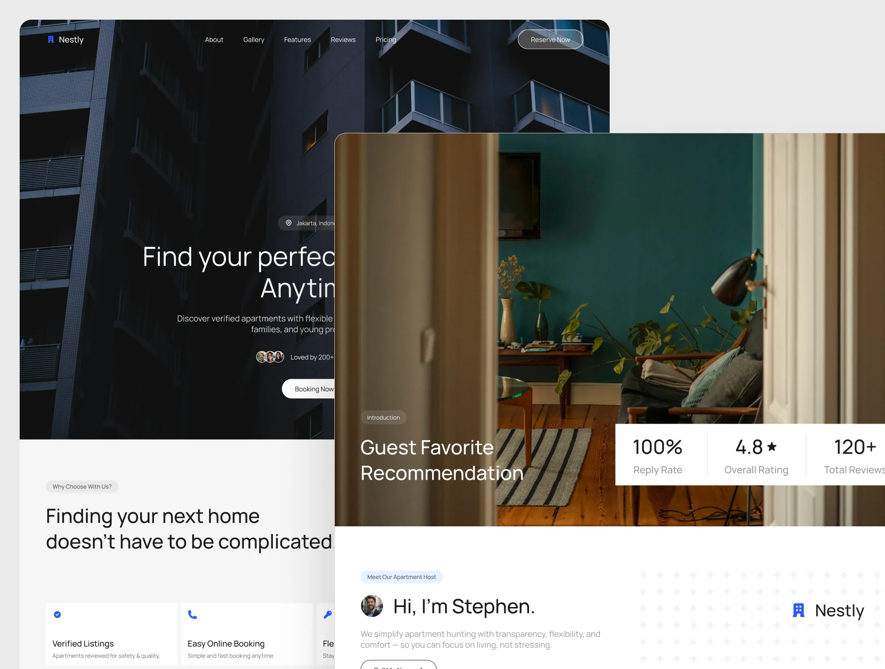 Nestly - Apartment Landing Page UI Kit 2