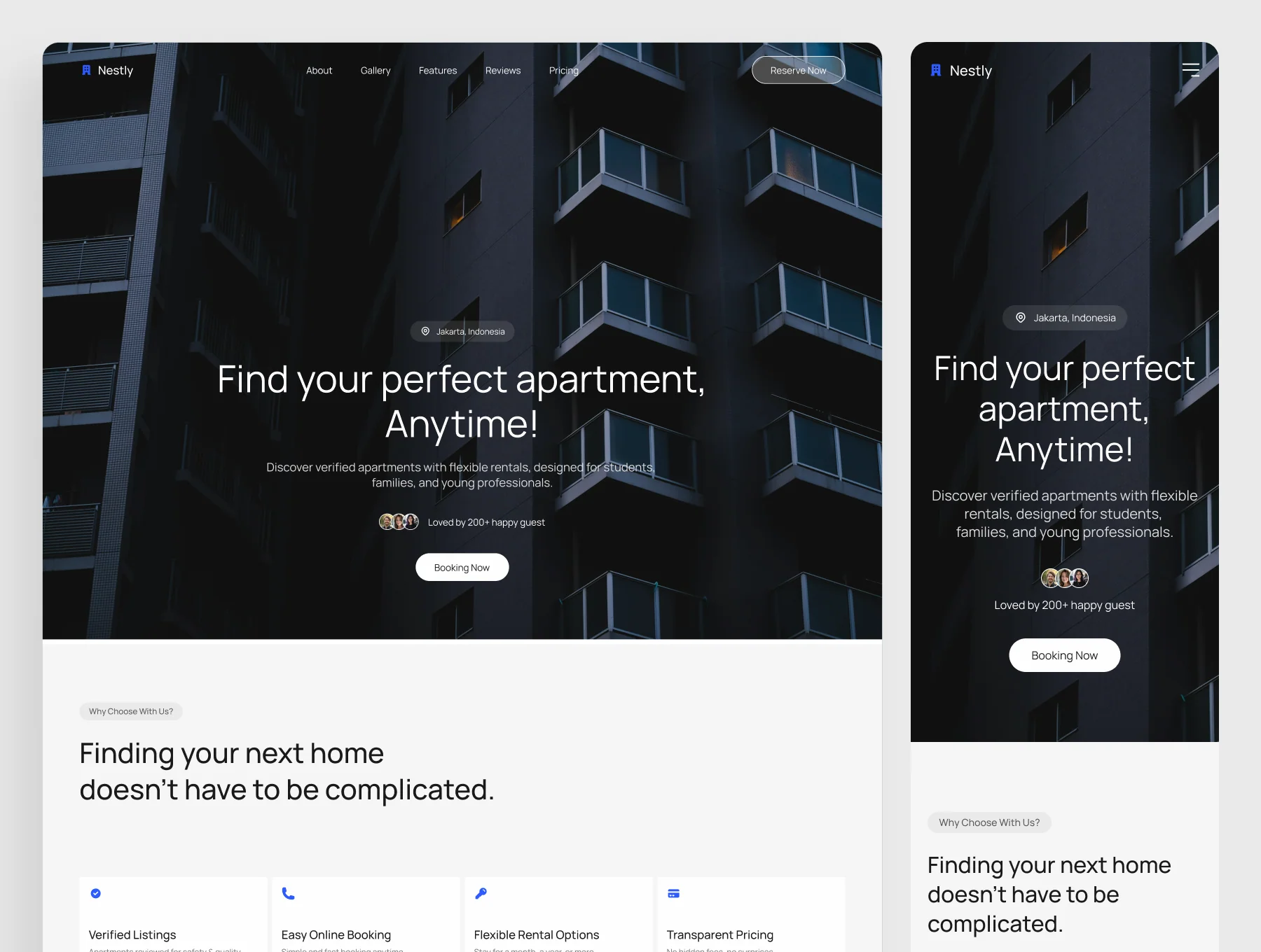Nestly - Apartment Landing Page UI Kit 3