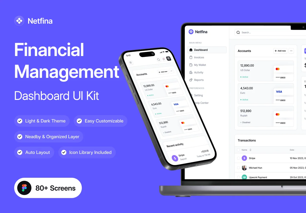 Netfina - Financial Management Dashboard UI Kit
