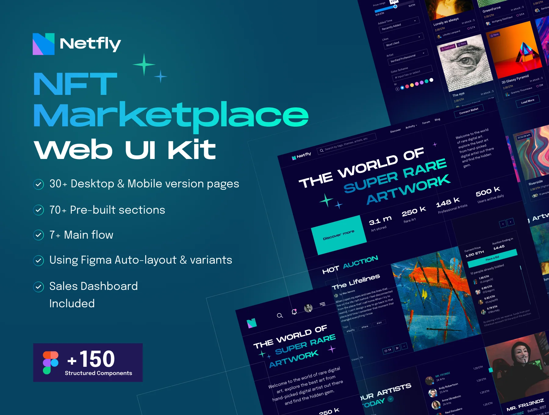 Netfly - NFT Marketplace Web UI Design Kit