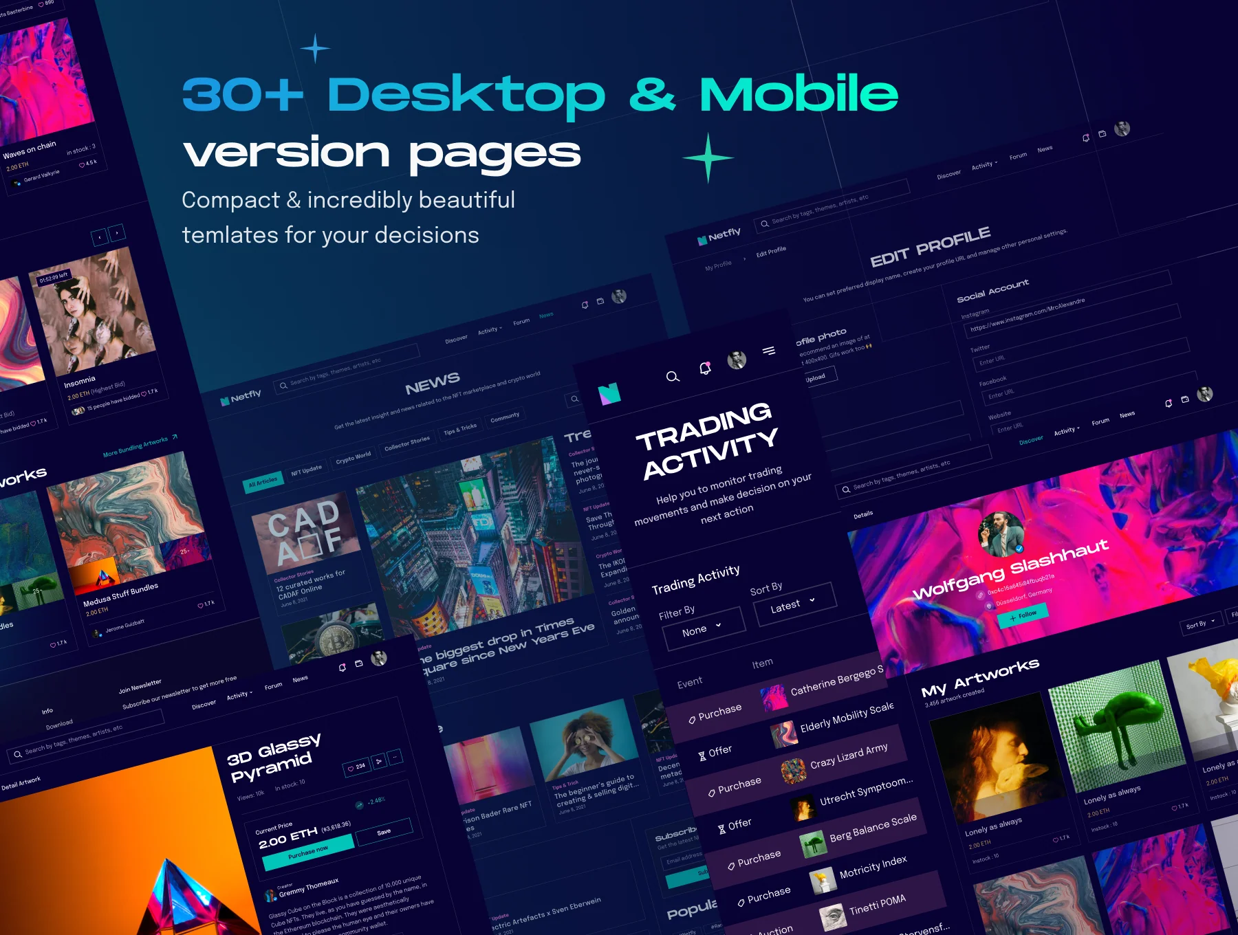 Netfly - NFT Marketplace Web UI Design Kit 2