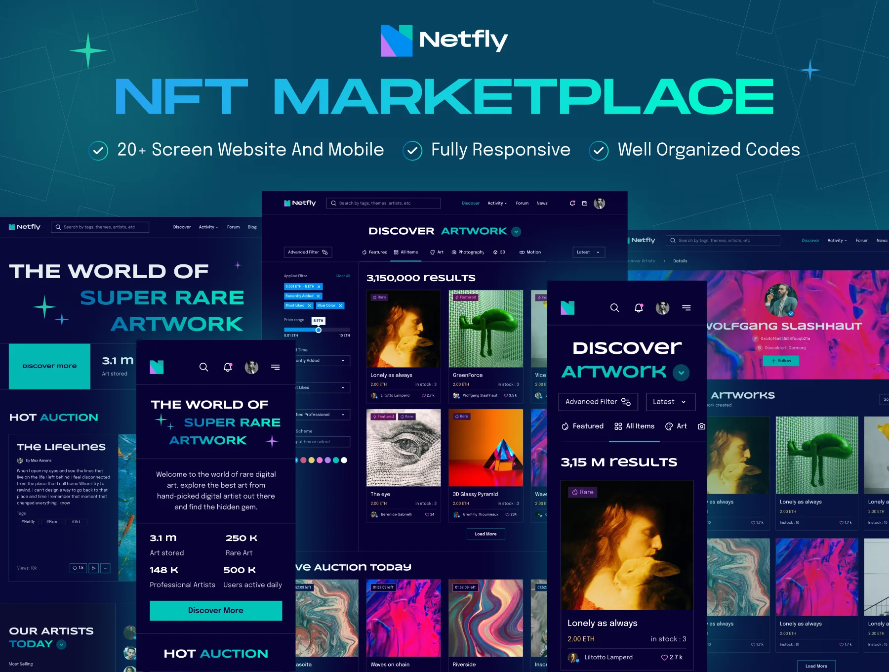 Netfly - NFT Marketplace Website Template