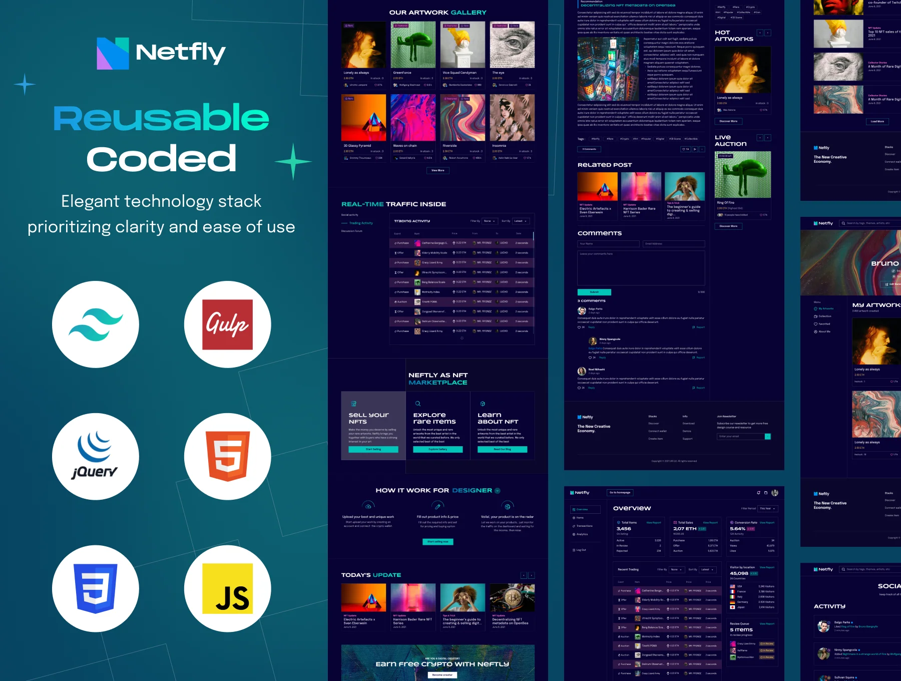 Netfly - NFT Marketplace Website Template 3