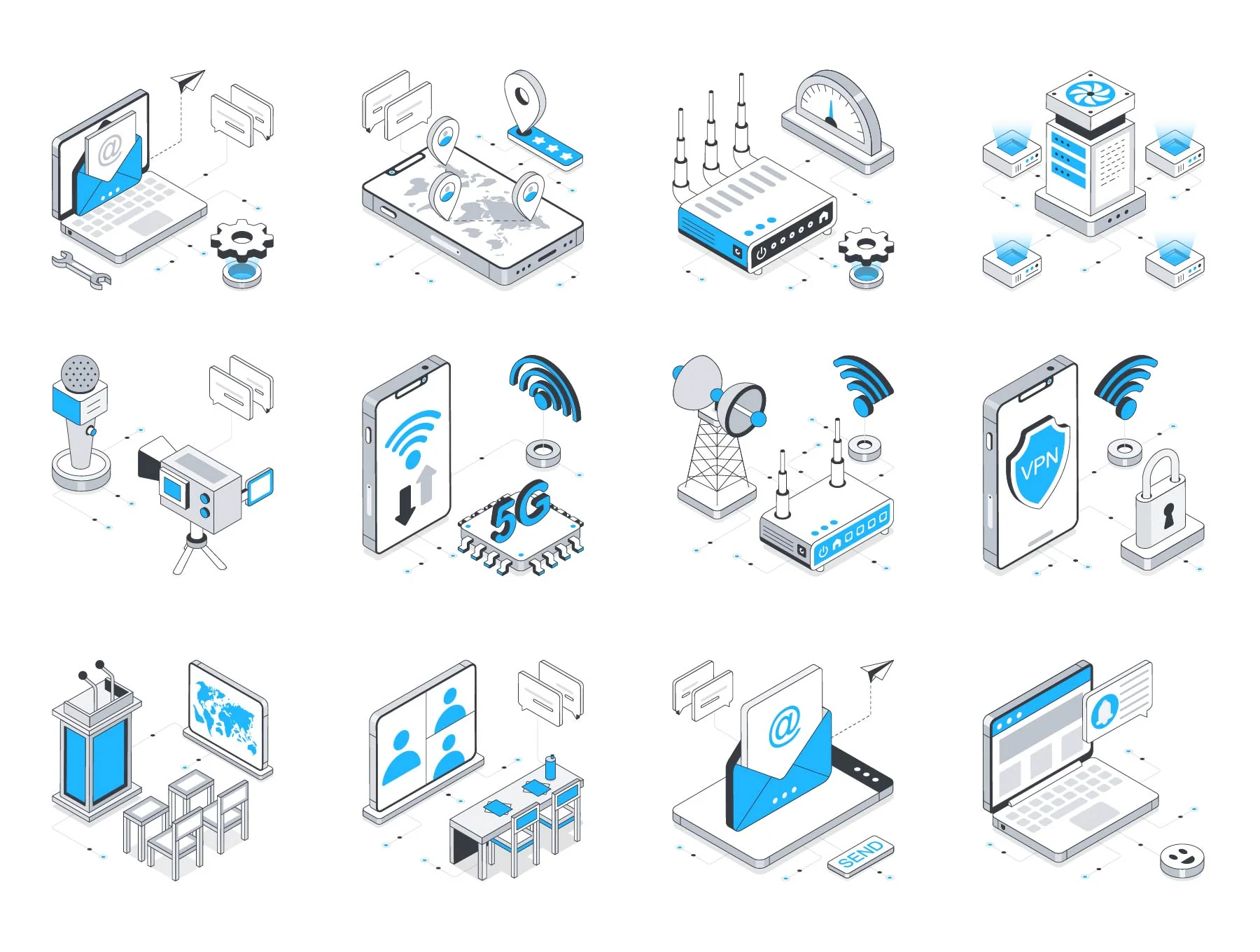 Network and Communication Animations & illustrations