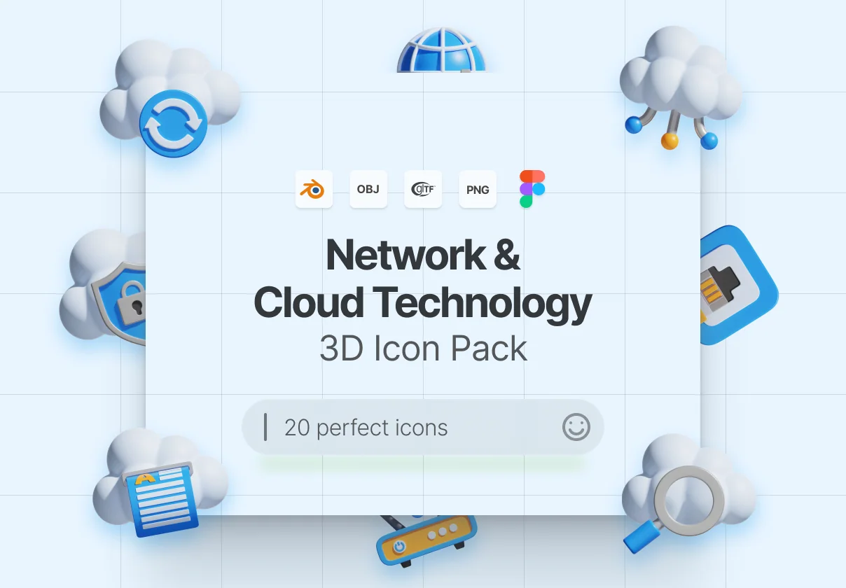 Network & Cloud Technology 3D Icon